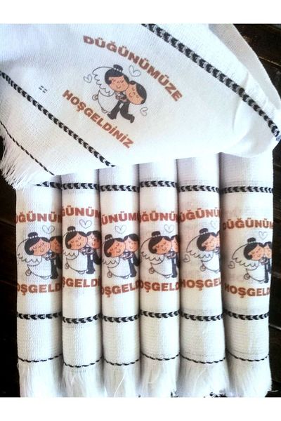 yörük tuhafiye Wedding Towel, Car Towel, Convoy Towel, White 12 Pieces School Towel
