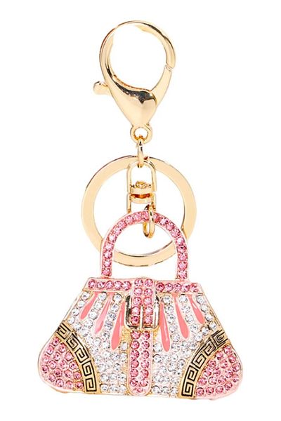 Dünyadan Hediyeler Pink Crystal Stone Detailed Keychain Bag - No.1
