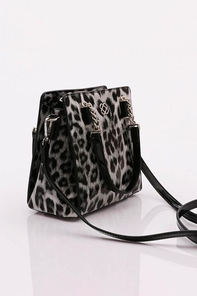 DGN Geantă cu lanț pentru femei cu model leopard alb - 41643431