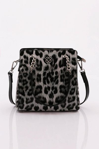 DGN Geantă cu lanț pentru femei cu model leopard alb - 41643431