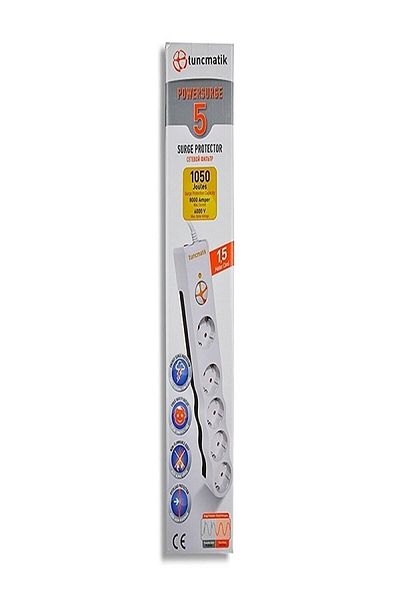 Tunçmatik Surge Protected 5 Li 1.5 M Cable Socket White