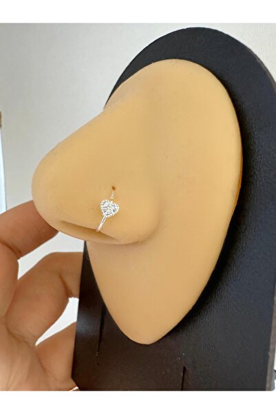 Arescollection 925 AYAR GÜMÜŞ ZİRKON TAŞLI  KALPLİ HALKA  HIZMA