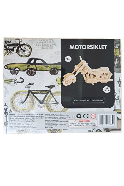Robotime 3D Ahşap Puzzle Motosiklet 34 Parça Kendin Yap Kit (DIY, Yapboz, Boy...