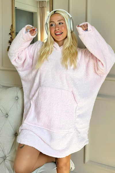 Pijamaevi Πιτζάμες Poncho Sweat με κουκούλα σε σκόνη πλήρως βελούδινη