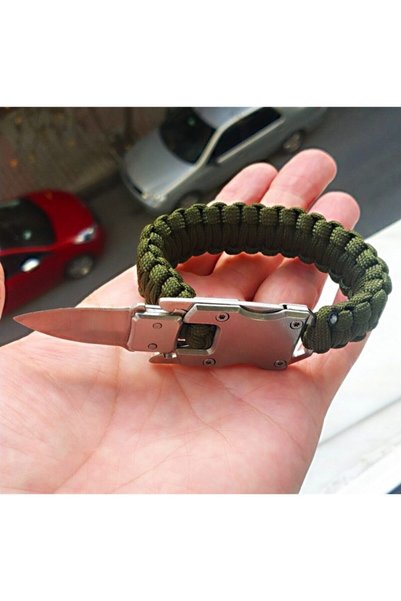 FORMULA X Multi-Purpose Steel Blade Protected Bracelet Paracord Bracelet Green for Men and Women to Wear