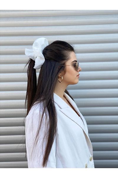 KİKİYS Agrafă de păr din organza Xxl de damă albă