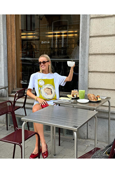 Jose Clothing سلسلة أمالفي - تي شيرت أبيض من القطن العضوي، مقاس كبير، بأكمام ...