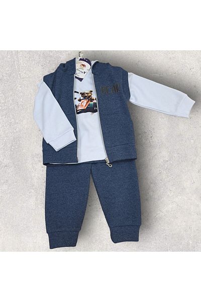 Tosyalı Burak Bebe Waffle Patterned Children's Seasonal Set - Long Sleeve and T-shirt