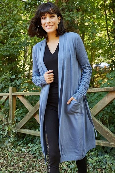 AQE FASHION Cardigan cu buzunar detaliat cu cravată în talie muștar pentru femei