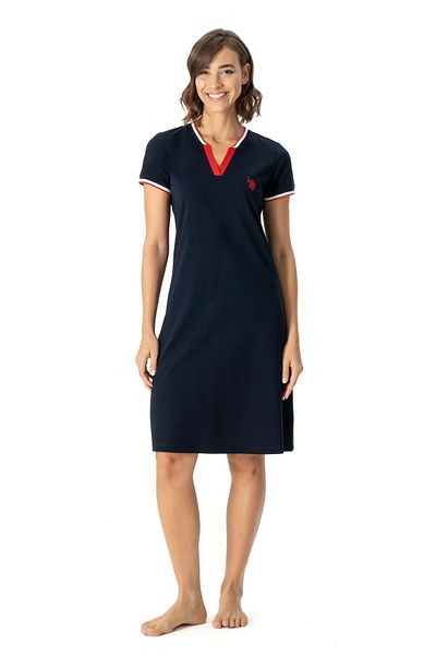 U.S. Polo Assn. قميص نوم نسائي برقبة على شكل حرف V - موديل 0su.p2.g4.b1.6.a.t9.ı.9da9.n.24