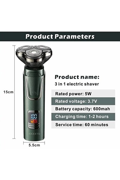 Insua Hk 3600 Digital Göstergeli 3 Başlıklı Tıraş Makinesi