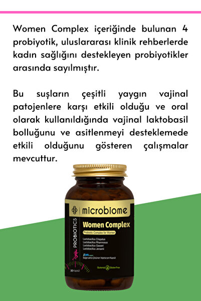 Microbiome Probiotic Complex For Women L. Jensenii, Crispatus, Gasseri, Rhamnosus 30 Kap. Kadın Özel Probiyotik