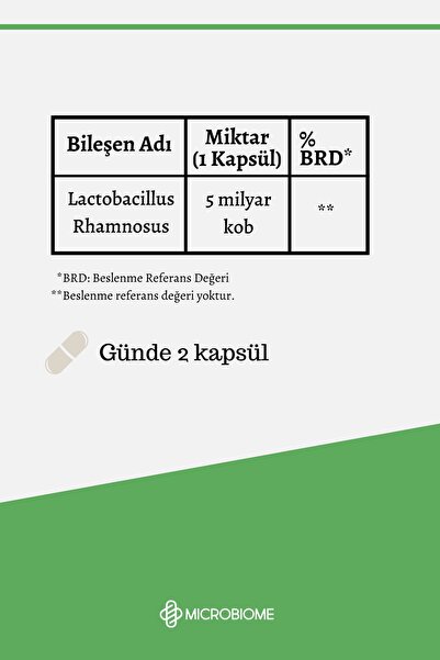 Microbiome Lactobacillus Rhamnosus 30 Kapsül Probiyotik