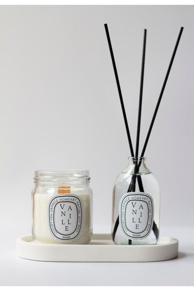 a&p ( Tabak Hariçtir) Vanilya Kokulu Ahşap Fitilli Mum Ve Oda Kokusu Seti (ALTLIK HARİÇTİR)