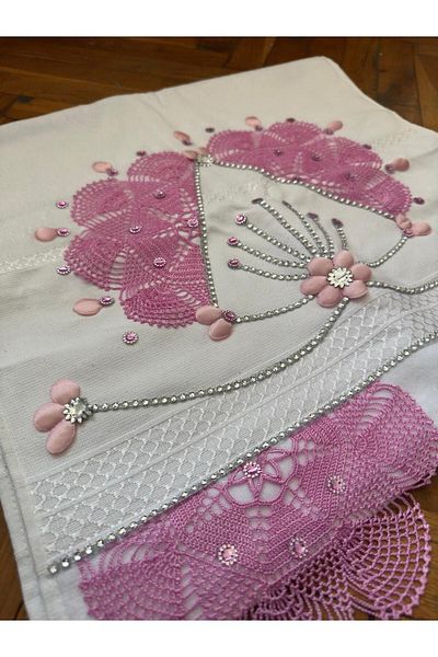 heptrend Handcrafted Lace Moon Model Towel Dowry Towel