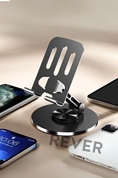 Rever Masaüstü Telefon Tutucu Metal Katlanabilir 360° Ayarlanabilir Yükseklik ve Açı Ayarlı