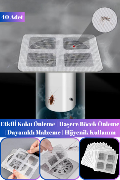 Hane Dostu 40 Adet Banyo Mutfak Lavoba Gider Filtresi | Haşere Böcek Koku Önl...
