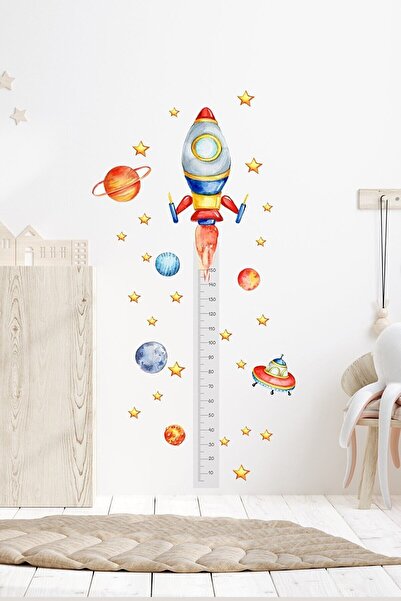 PANDA SOKAĞI Space Rocket Themed Height Gauge Kids Room Wall Sticker