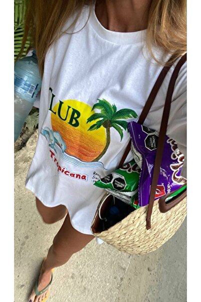 Jose Clothing سلسلة أمالفي - تي شيرت أبيض من القطن العضوي، مقاس كبير، بأكمام ...