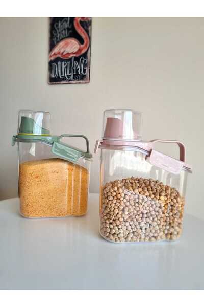 Panoramas Home Çok Fonksiyonlu 2li Ölçü Kapaklı Saklama Kabı Deterjanlık Erzak Bakliyat Saklama Kabı