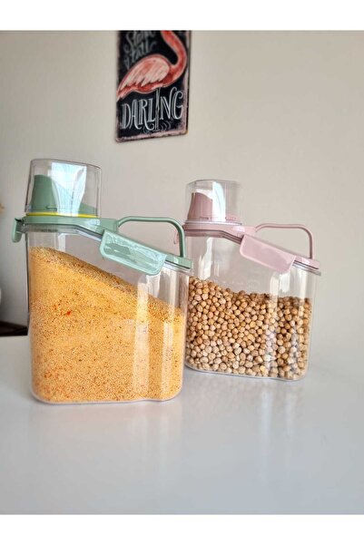 Panoramas Home Çok Fonksiyonlu 2li Ölçü Kapaklı Saklama Kabı Deterjanlık Erzak Bakliyat Saklama Kabı