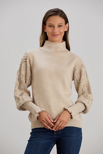 hanope Women's Knitwear Sleeves Stylish Knitted Detailed Stone Sweater