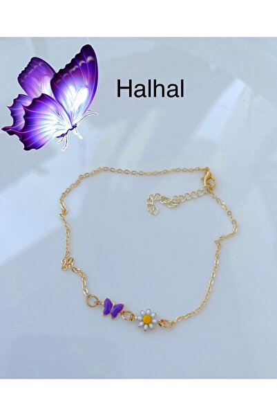 Arescollection kararmaz mineli papatyalı kelebekli halhal