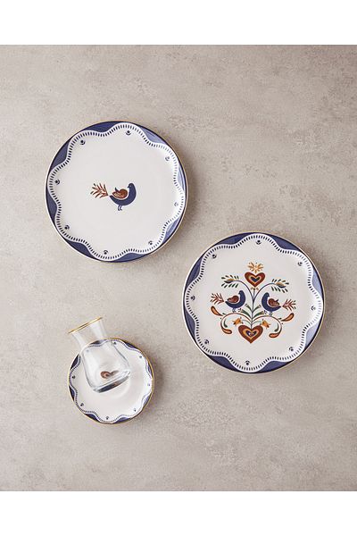English Home Set de tort din ceramică Blue Vista 18 piese - Albastru închis pentru 6 persoane