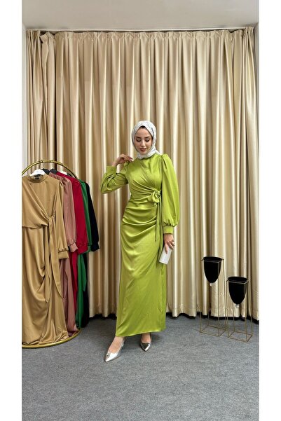 moda zeynaa YANDAN BAĞLAMA DETAYLI SATEN TESETTÜR ABİYE