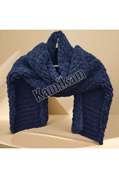 KAMİKAM Peluş, yumoş erkek ve kadın  el örgülü atkı şal