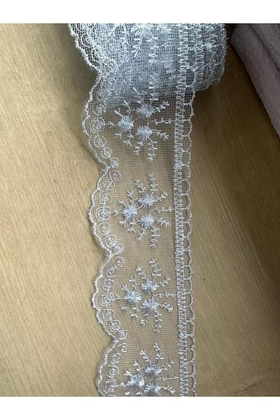 efem gipür Gray Lace Banded Market Towel - 8.5-9 Meters, 1 Ball, Table Cloth and Tablecloth Edge
