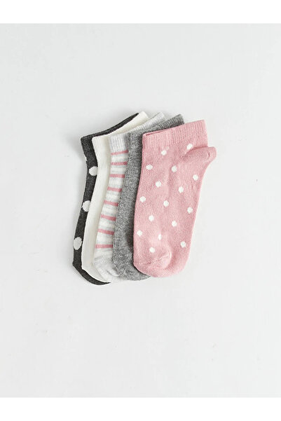 LC Waikiki Lcw Kids Peach Polka Dot Girls' Booties Socks 5 Pack