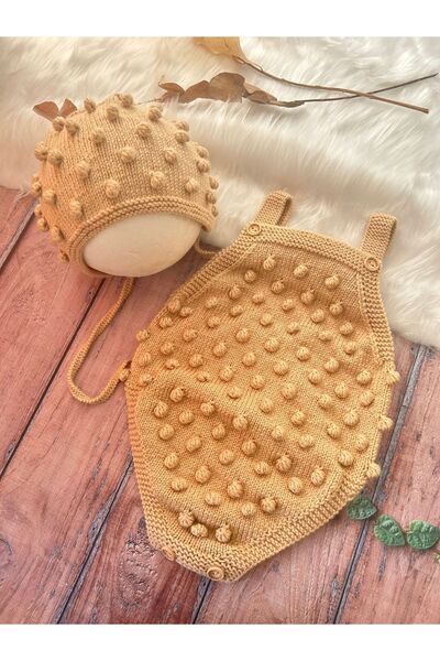 seraskids Baby Knitted Popcorn Jumpsuit and Hat