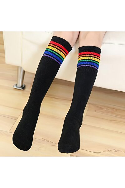 FG KONNİCHİWA Цветни чорапи с цветни линии под коляното за училище и тенис