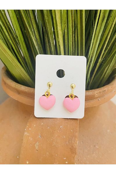 1PARÇAMAVİ Children's earrings with pincered heart clips - HOLE-FREE EARBUBS