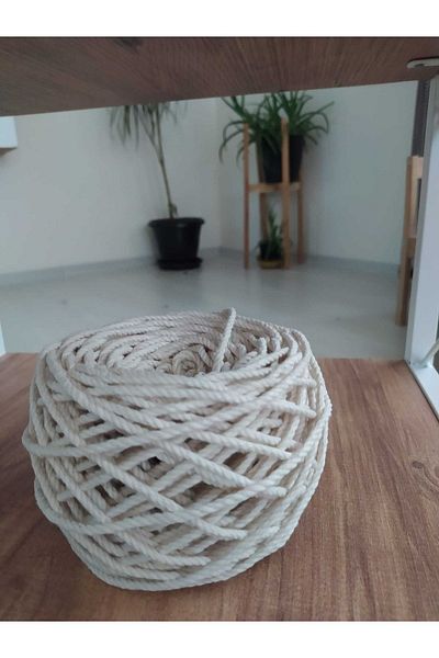 724 AVM 3 Mm Three Twist Macrame Thread 250 gr Ecru Color