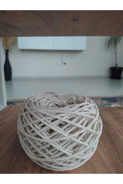 724 AVM 3 Mm Three Twist Macrame Thread 250 gr Ecru Color
