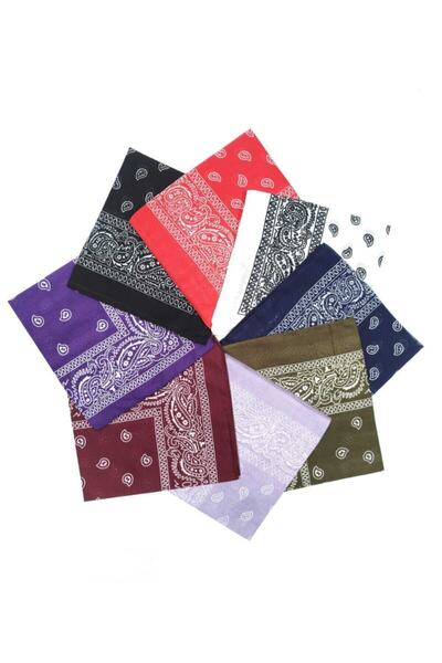 Fular Marketi Унисекс памучна бандана с етнически шарки 8 части