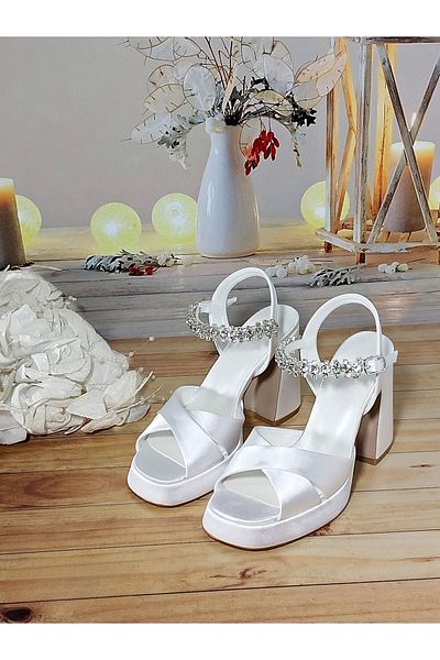 Modavien Pantofi de mireasa de piatra cu toc cu platforma de 10 cm