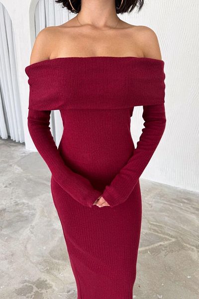 Ded COLLECTION Rochie de damă din țesătură camisole lungă cu guler Madonna