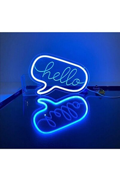 SMİLE CONCEPT Hello -neon Led Dekoratif Duvar Yazısı Tabelası Aydınlatması Ge...