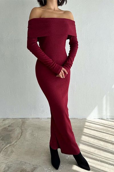 Ded COLLECTION Rochie de damă din țesătură camisole lungă cu guler Madonna