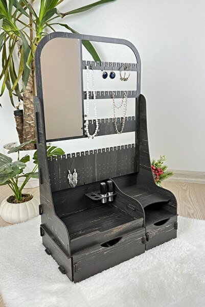 Genel Markalar TAKI ORGANİZER MAKYAJ AYNALI TAKI DÜZENLEYİCİ XL 2 ÇEKMECELİ ÇOK AMAÇLI TAKI KOZMETİK STAND