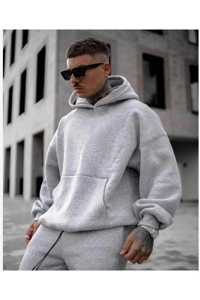 caddekombin Φούτερ με κουκούλα Unisex Oversize με τσέπη