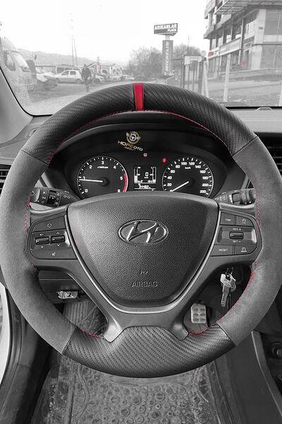 HOPE OTO DİZAYN Hyundai I20 Alcantara Karbon Direksiyon Kılıfı