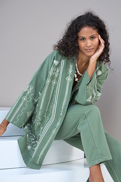 MİA NOURA Embroidery Detailed Kimono and Jacket Set