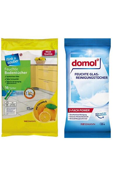 Flink Sauber Domol Wet Cleaning Cloth for Glass Surfaces + Wet Floor Cloth Set of 2