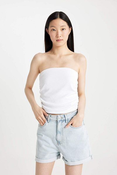 DeFacto Bluzka bez ramiączek Slim Fit Slim Fit Ribbed Camisole 3121154