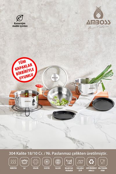 Amboss 6 Piece Smoky Cookware Set in Stainless Steel