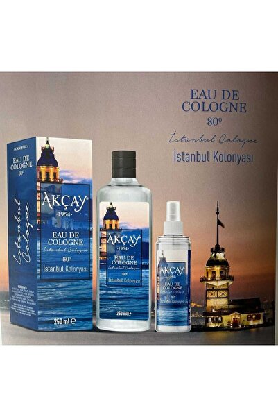 Akçay Kolonya Akçay İstanbul Kolonyası 250 ml Cam şişe + 150 ml Pet Şişe Sprey